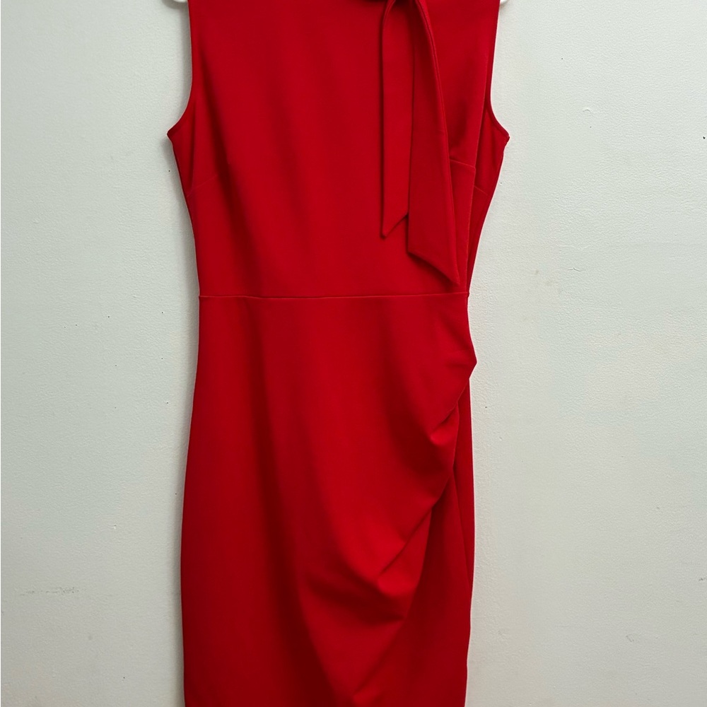 Miusol Red Asymmetrical Ruffled Sheath Dress